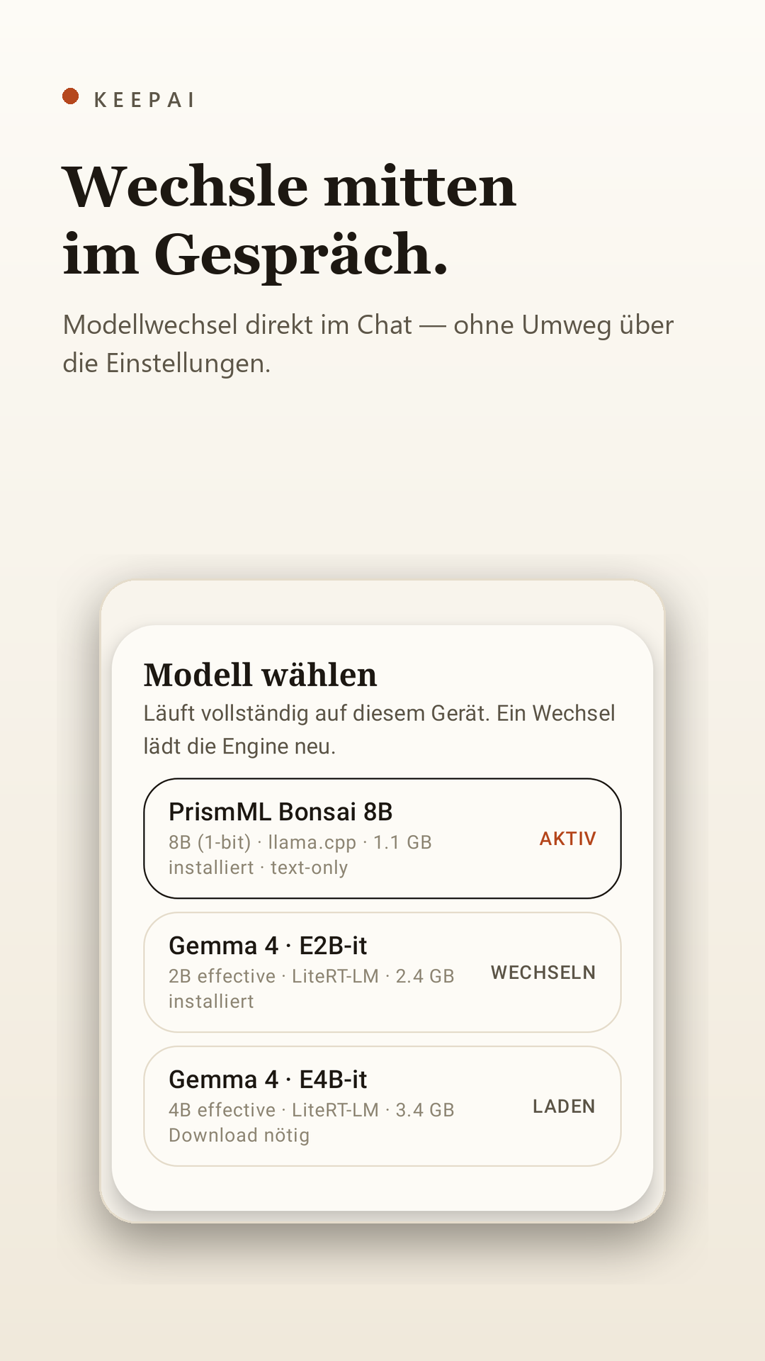 Modellwechsel direkt im Chat
